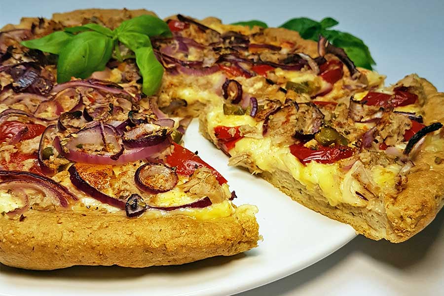 Pizza low-carb glutenfrei sojafrei superfood leinsamen pizzateig backmischung pizzamischung keto