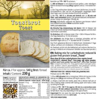 Toastbrot low carb glutenfrei paleo Brotbackmischung Brot selber backen keto