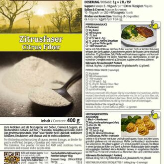 Zitrusfaser low-carb Bindemittel Mehlschwitze Saucenbinder Soßenbinder glutenfreier Stärkeersatz