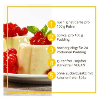 Pudding VANILLE low-carb glutenfrei keto – Puddingpulver ohne Stärke zuckerfrei laktosefrei vegan