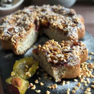 Rezept Zwetschgen-Nusskuchen mit Karamelltraum lowcarb glutenfrei