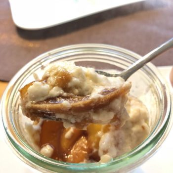 Rezept Milchreisdessert mit Joghurt und karamellisierten Pfirsichen