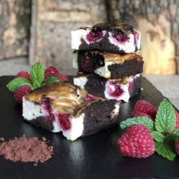 Rezept Cheesecake-Brownies mit Himbeeren lowcarb glutenfrei
