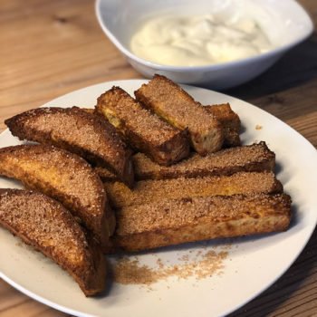 Rezept knusprige Brot-Sticks mit Vanille-Joghurt-Dip lowcarb glutenfrei kalorienarm