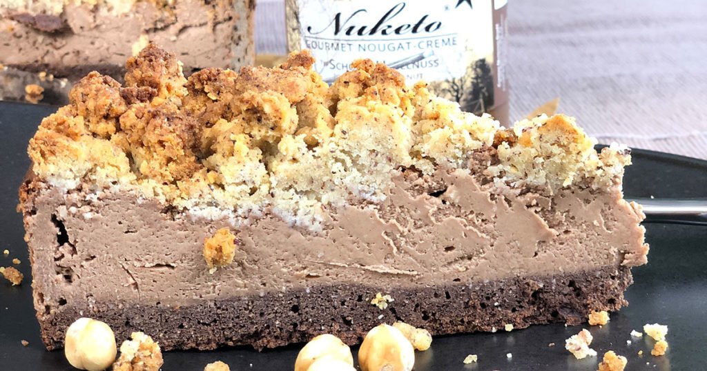 Rezept NUKETO Cheesecake mit Haselnuss-Streuseln lowcarb zuckerfrei keto