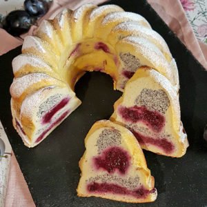 Rezept Rahm Mohn Zwetschgen-Pflaumen Gugelhupf lowcarb glutenfrei kalorienarm