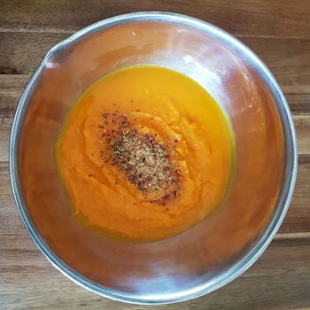 Rezept Kürbisknödel aus dem Backofen auf Kürbisquark lowcarb glutenfrei