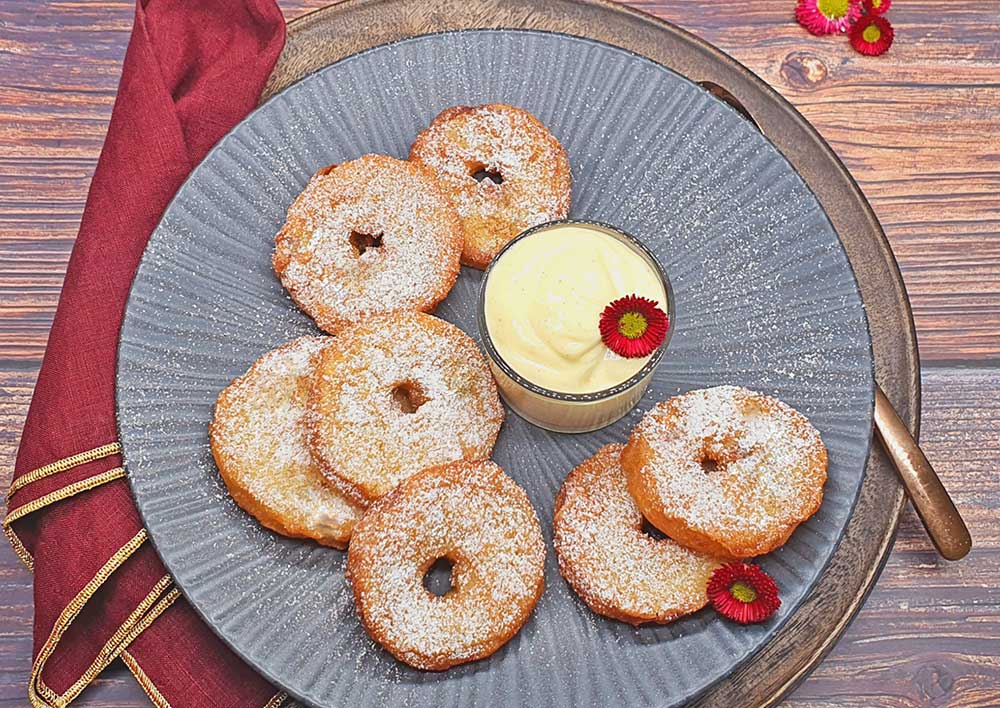 Rezept Gebackene Apfelringe in Joghurtteig lowcarb glutenfrei