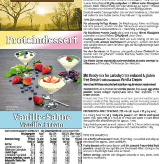 Proteindessert VANILLE-SAHNE Dessertcreme low carb glutenfrei ohne Zuckerzusatz