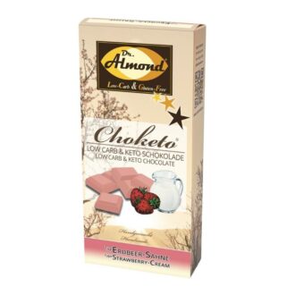 CHOKETO Low Carb & Keto Schokolade ERDBEER-SAHNE – 3 Tafeln – handgemacht