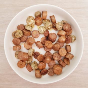 Rezept Grillwurstballs mit Sommer Salsa & Brotchips lowcarb glutenfrei