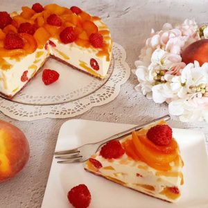 Rezept Pfirsich Melba No bake Cake lowcarb glutenfrei