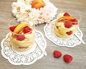 Rezept Pfirsich Melba Protein Dessert lowcarb glutenfrei