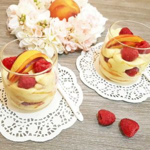 Rezept Pfirsich Melba Protein Dessert lowcarb glutenfrei