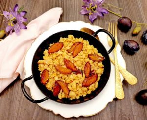 Rezept Ricotta Kollagen Schmarrn mit karamellisierten Zwetschgen lowcarb glutenfrei