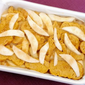 Rezept Birnen Scheiterhaufen mit Rahmguss und Vanillesauce lowcarb glutenfrei