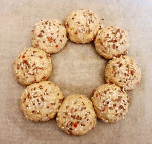 Rezept Speck - Pizza Brandteig Brötchenkranz lowcarb glutenfrei