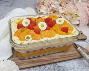 Rezept Mandarinen Himbeer Kuchenbowl lowcarb glutenfrei