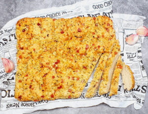 Rezept Knoblauch Speck Focaccia lowcarb keto glutenfrei