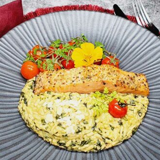 Rezept Spinatrisotto mit Lachs lowcarb keto glutenfrei