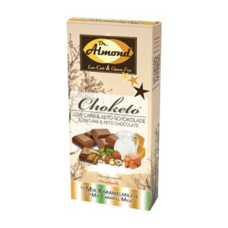 CHOKETO Low Carb & Keto Schokolade MIX KARAMELLMILCH – PUR + MANDEL + HASELNUSS – 3 Tafeln – handgemacht