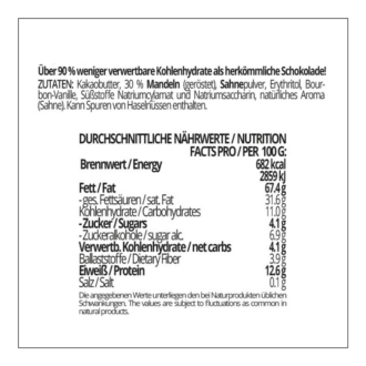 CHOKETO Low Carb & Keto Schokolade WEISSE SAHNE & MANDEL – 3 Tafeln – handgemacht – ohne Zuckerzusatz