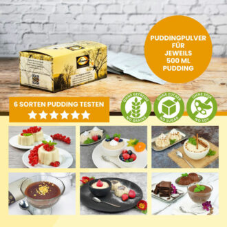 LOW CARB PROBIERBOX 3: Pudding & Grießpudding | mit 6 Probepäckchen zum Testen | glutenfrei keto |ohne Zuckerzusatz | VEGAN
