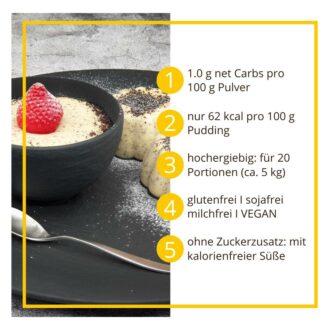 Grießpudding MOHN-VANILLE low-carb glutenfrei keto – Grießbrei ohne Stärke zuckerfrei laktosefrei vegan