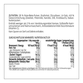 Suppentraum Rote-Bete & Feine Kräuter Tütensuppe low-carb glutenfrei keto vegan