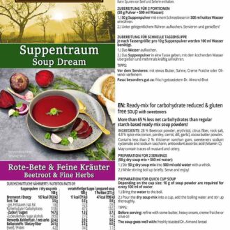 Suppentraum Rote-Bete & Feine Kräuter Tütensuppe low-carb glutenfrei keto vegan