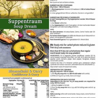 Suppentraum Blumenkohl & Curry Tütensuppe low-carb glutenfrei keto vegan