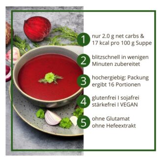 Suppentraum Rote-Bete & Feine Kräuter Tütensuppe low-carb glutenfrei keto vegan