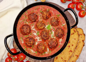 Rezept Überbackene Tomaten Hackfleischbällchen lowcarb keto glutenfrei