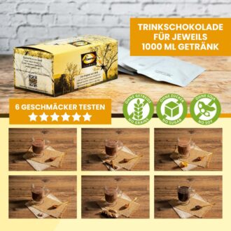 LOW CARB PROBIERBOX 5: Trinkschokolade | mit 6 Probepäckchen zum Testen | low-carb glutenfrei keto
