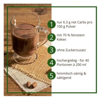 Trinkschokolade KAKAO DELUXE - Trinkkakao Kakaopulver low-carb keto glutenfrei sojafrei