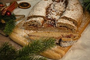 Rezept Pudding-Erdbeer Stollen Weihnachtsgebäck low carb keto glutenfrei