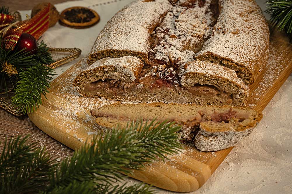 Rezept Pudding-Erdbeer Stollen Weihnachtsgebäck low carb keto glutenfrei
