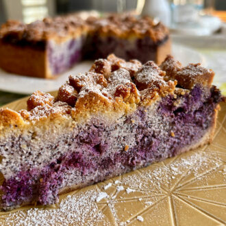 Rezept Blaubeer Mohnkuchen mit Streuseln low-carb glutenfrei keto