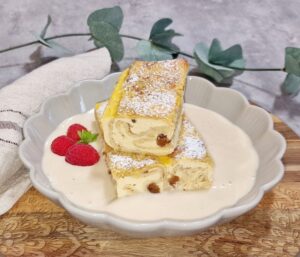 Rezept Topfenpalatschinken überbacken mit Vanillesauce low-carb keto glutenfrei