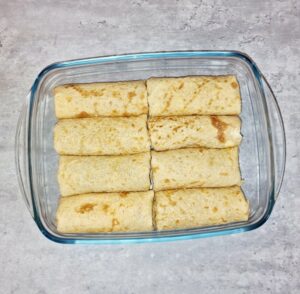 Rezept Topfenpalatschinken überbacken mit Vanillesauce low-carb keto glutenfrei