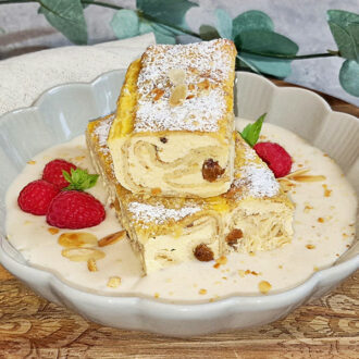 Rezept Topfenpalatschinken überbacken mit Vanillesauce low-carb keto glutenfrei