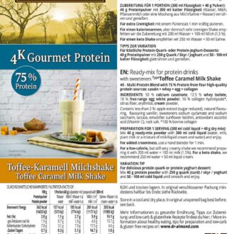 Protein MILCHSHAKE Toffee-Karamell Proteinshake Ketoshake Proteinpulver - Etikett