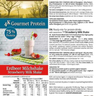 Protein MILCHSHAKE Erdbeer Proteinshake Ketoshake Proteinpulver - Etikett