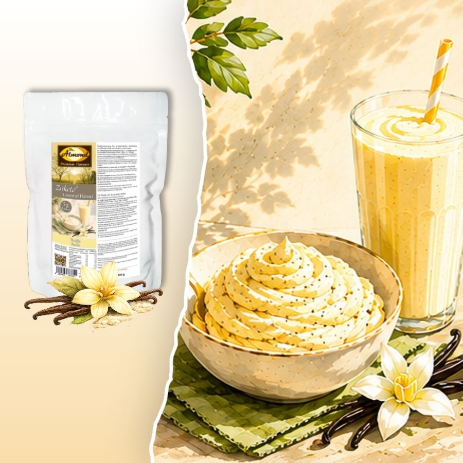Zuketo Gourmet Flavour VANILLE | Aromapulver für Desserts & Getränke | ow carb & keto Zuckerersatz